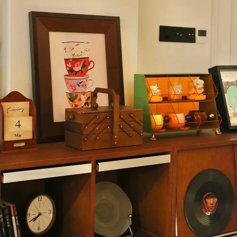 

Medieval Style Storage Box Solid Wood Multi-layer Jewelry Case Bedroom Desktop Jewelry Organizer Expansion Design Home Supplies