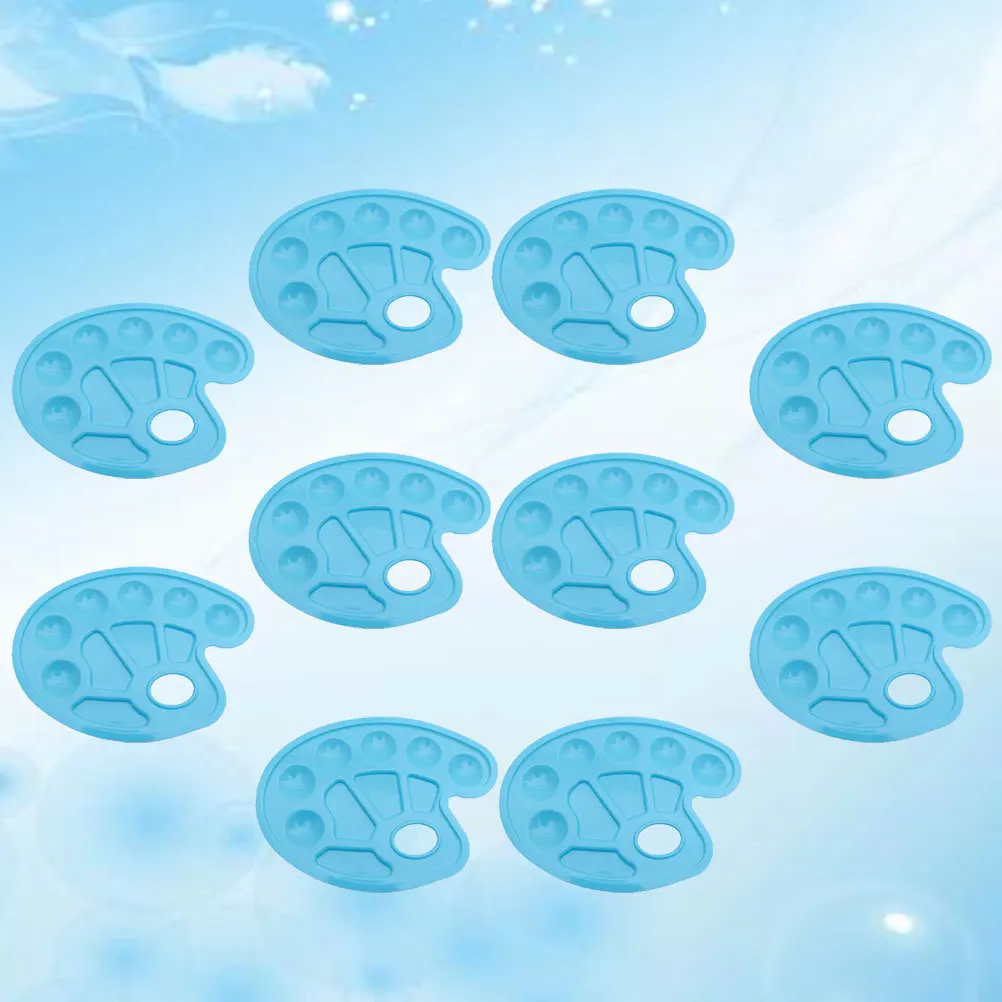 

10pcs 10-Grid Plastic Color Palette For Watercolor Painting Lightweight Washable Art Tray Kids Artists Students Color Mixer