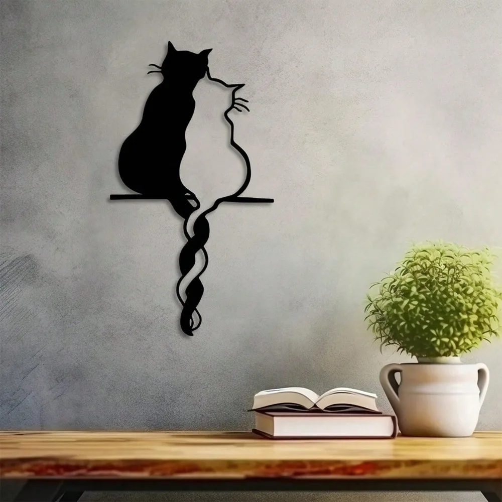 

Whimsical Metal Cat Wall Art Minimalist Home Decor Gift For Cat Lovers