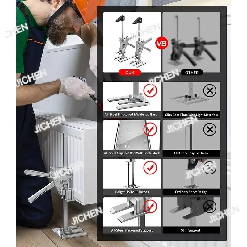 ZQT 2 Packs Labor Saving Arm Jack 15.2 In Hand Lifting Jack With Bag All-Aluminum Body For Mounting Windows Doors Lifting Furni