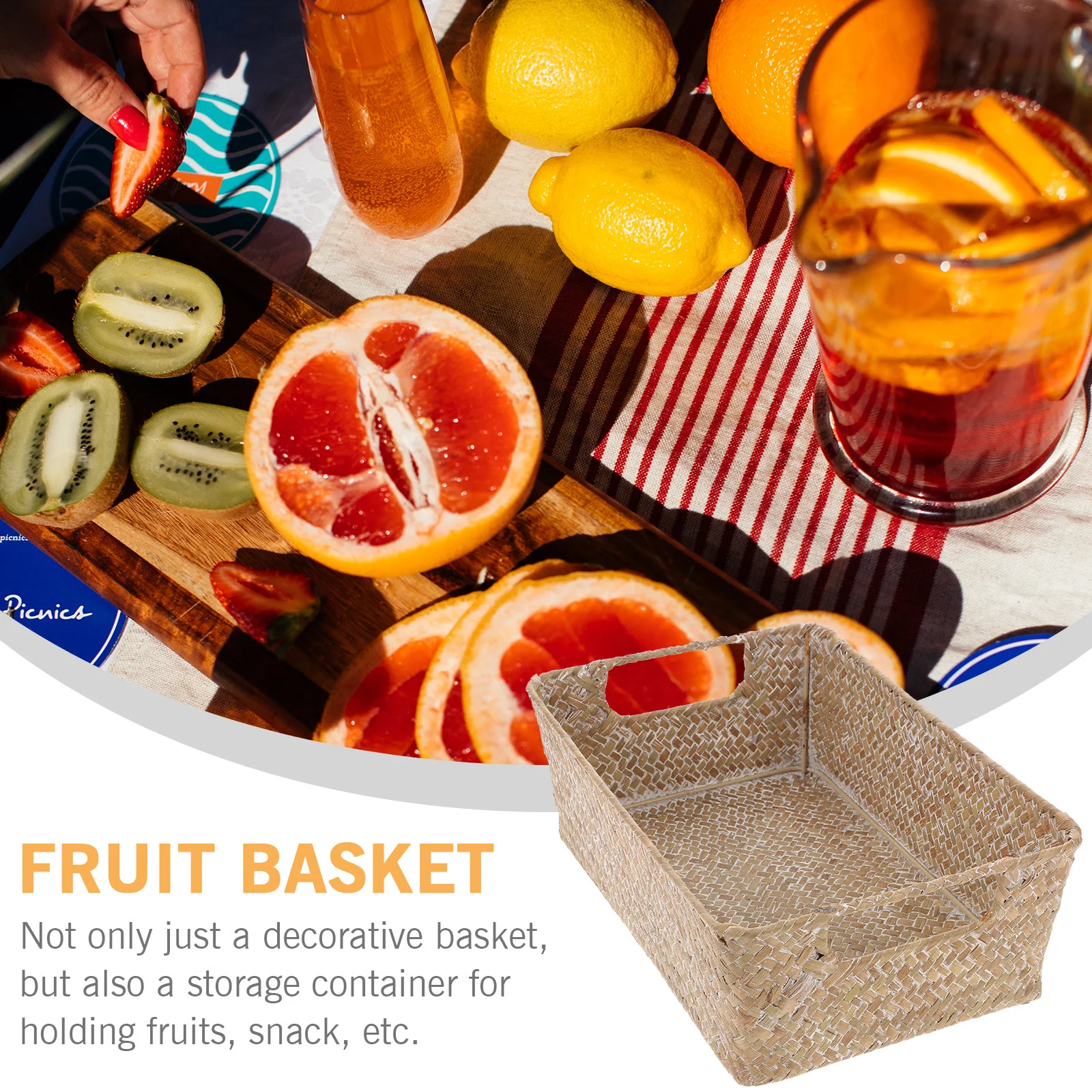 Cestino per il pane intrecciato a mano Cestino portaoggetti multifunzione Contenitore per snack per frutta per la casa Fornitura da tavolo resistente all'usura