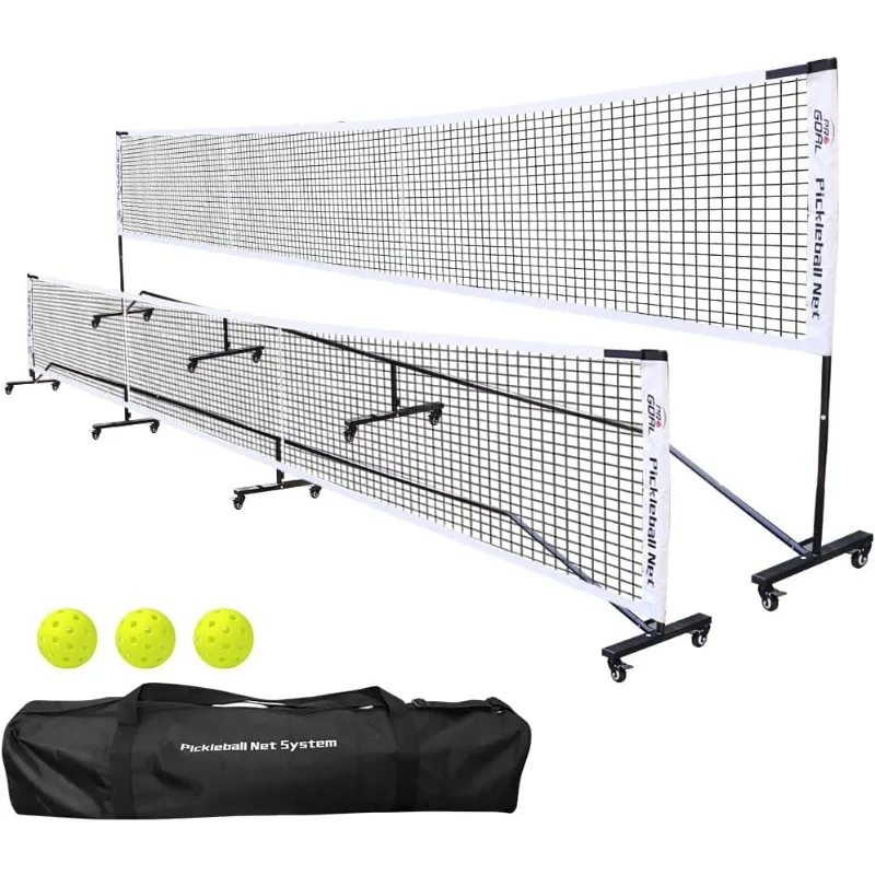 Badminton Pickleball Net System with Universal Casters, Removable Stable Metal Frame, Strong Nylon Net and Carrying Bag