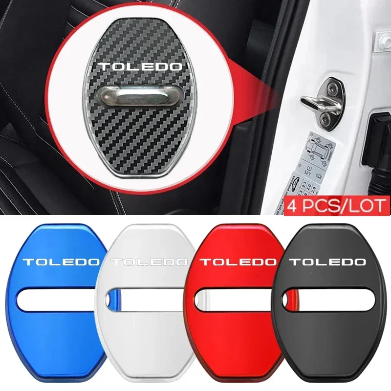 4Pcs Car Door Lock Protective Cover Stickers for Seat Toledo Auto Anti-rust Stainless Steel Protector Emblem Case Accessories