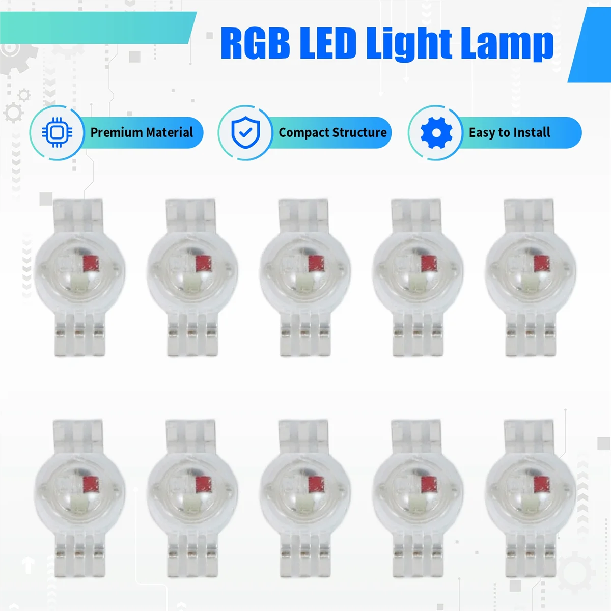 A40T 10 قطعة 3X3 واط عالية الطاقة RGB أحمر أخضر أزرق مصباح ليد مصباح توفير الطاقة حبيبات مصباح مستديرة متفاوتة الأحجام لمبات 6PIN 45MIL 3 واط رقاقة عالية الطاقة