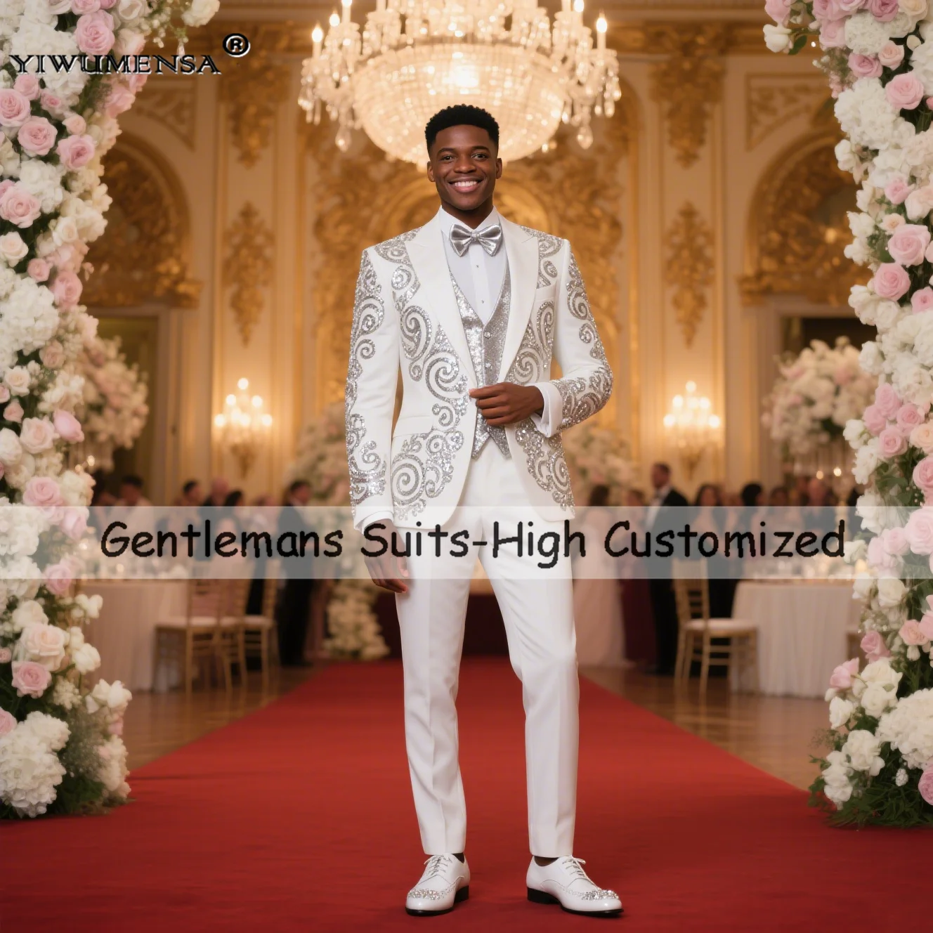 

Luxury Wedding Suits For Man Crystals Beaded Prom Tuxedos Customized 3 Pieces Designer Blazers Plus Size trajes para hombre 2025