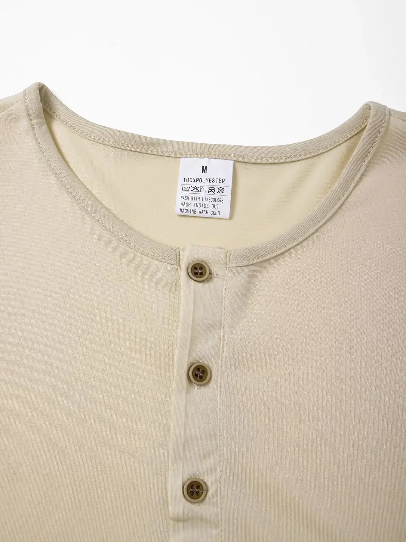 Sommer Herren Henley T-Shirt mit Kurzen Ärmeln, Einfarbig, Leicht und Atmungsaktiv, 3-Knopf-Verschluss, Lässiges Alltags-Basis-Oberteil – Detail 11