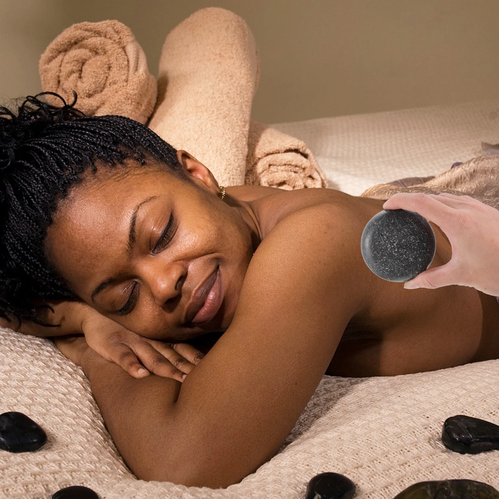 

Вулканический спа-массажный инструмент, круглый скребковый камень для тела для расслабления мышц, массажер Гуа Ша, массажный камень для тела