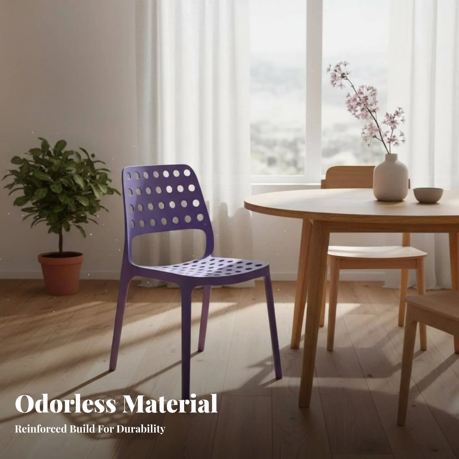 

Стул с перфорированной спинкой, штабелируемый, для дома, долговечный, легко чистится, для семей, домовладельцев, столовых, кафе