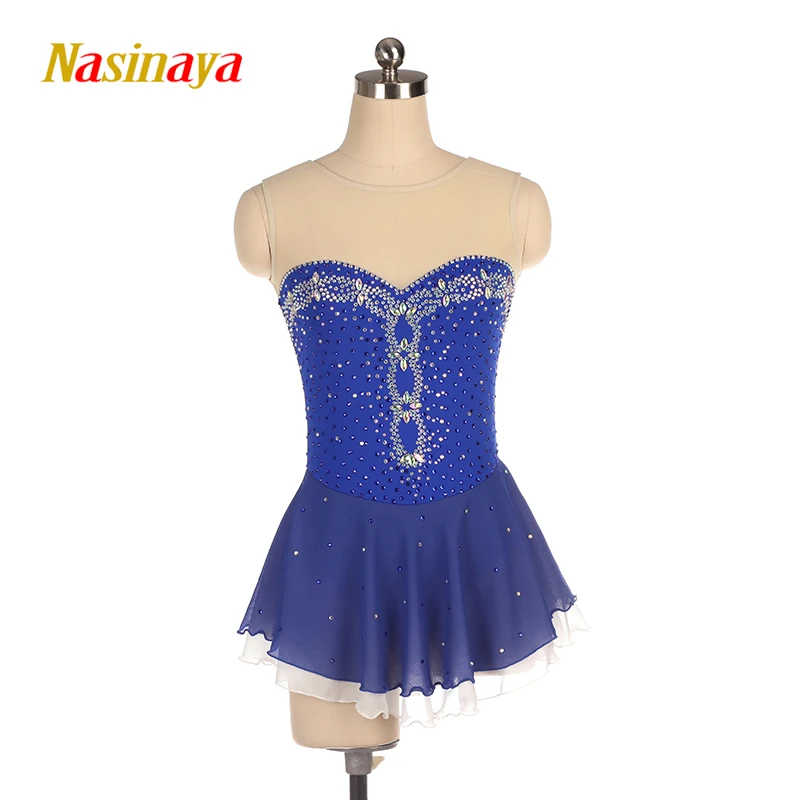 Nasinaya Figure Skating Dress Customized Competition Ice Skating Skirt for Girl Women Kids Performance Rhinestones Shiny