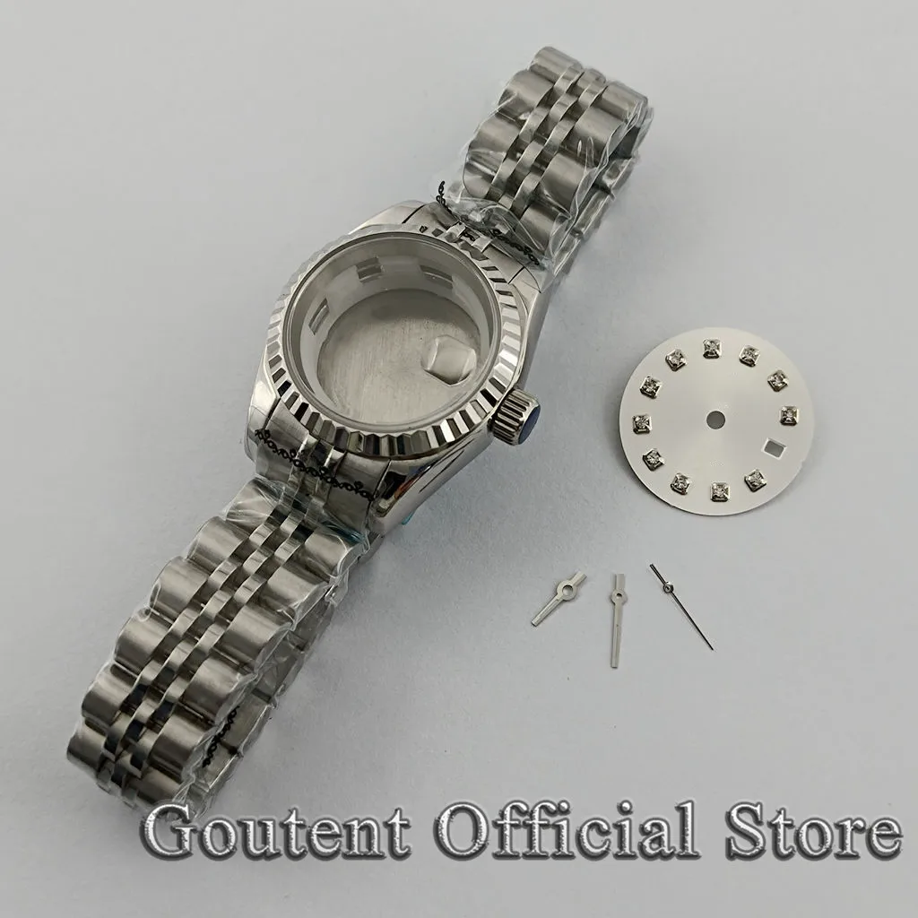 Goutent 26mm Silver Golden Rose Gold Watch Case With Dial Hands Sapphire Glass Fit NH05 NH06 Movement