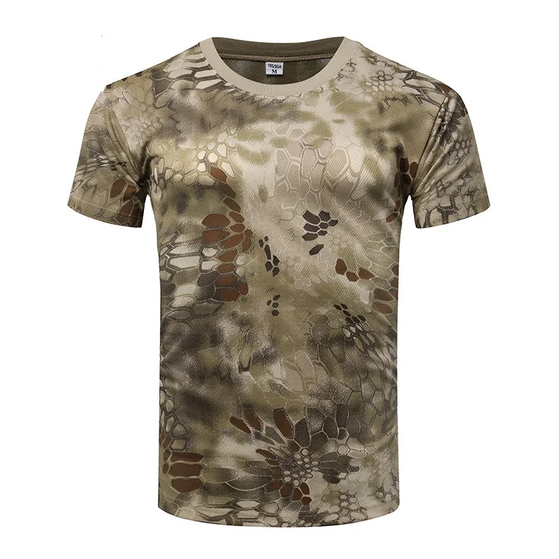 Summer Men\'s Quick Dry Combat T Shirt Military Jungle Desert Camouflage Tactical Short Sleeve Tough Guy Outdoor Hunting Top 6XL