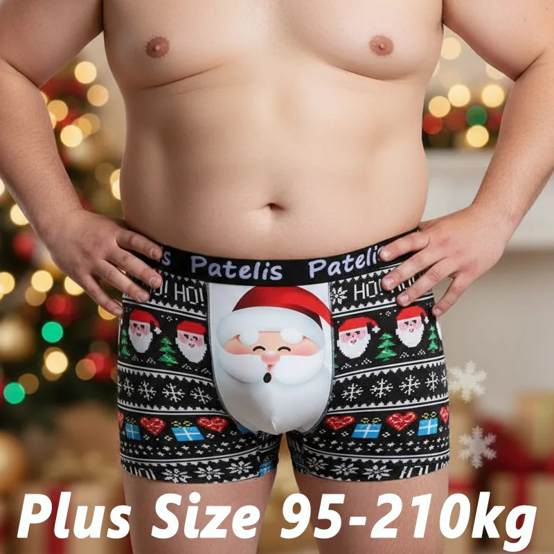 

Christmas Underwear Men Boxers Plus Size Cotton Jesus Christ Yule Underpants 90-210kg 4XL 5XL 6XL 남성 팬티 Big Size Men Clothing