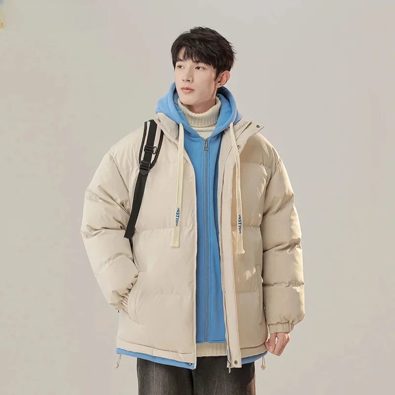 2024 Winter Men's Jacket Fake Two-piece Thickened Casual Warm Parka Men's Street Clothing Hip-hop Women's Hooded Cold-proof Coat