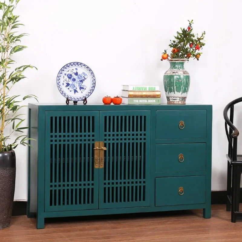 Nordic Antique Style Solid Wood Painted Lacquer Sideboard Cabinet Household Minimalist Storage Cabinet