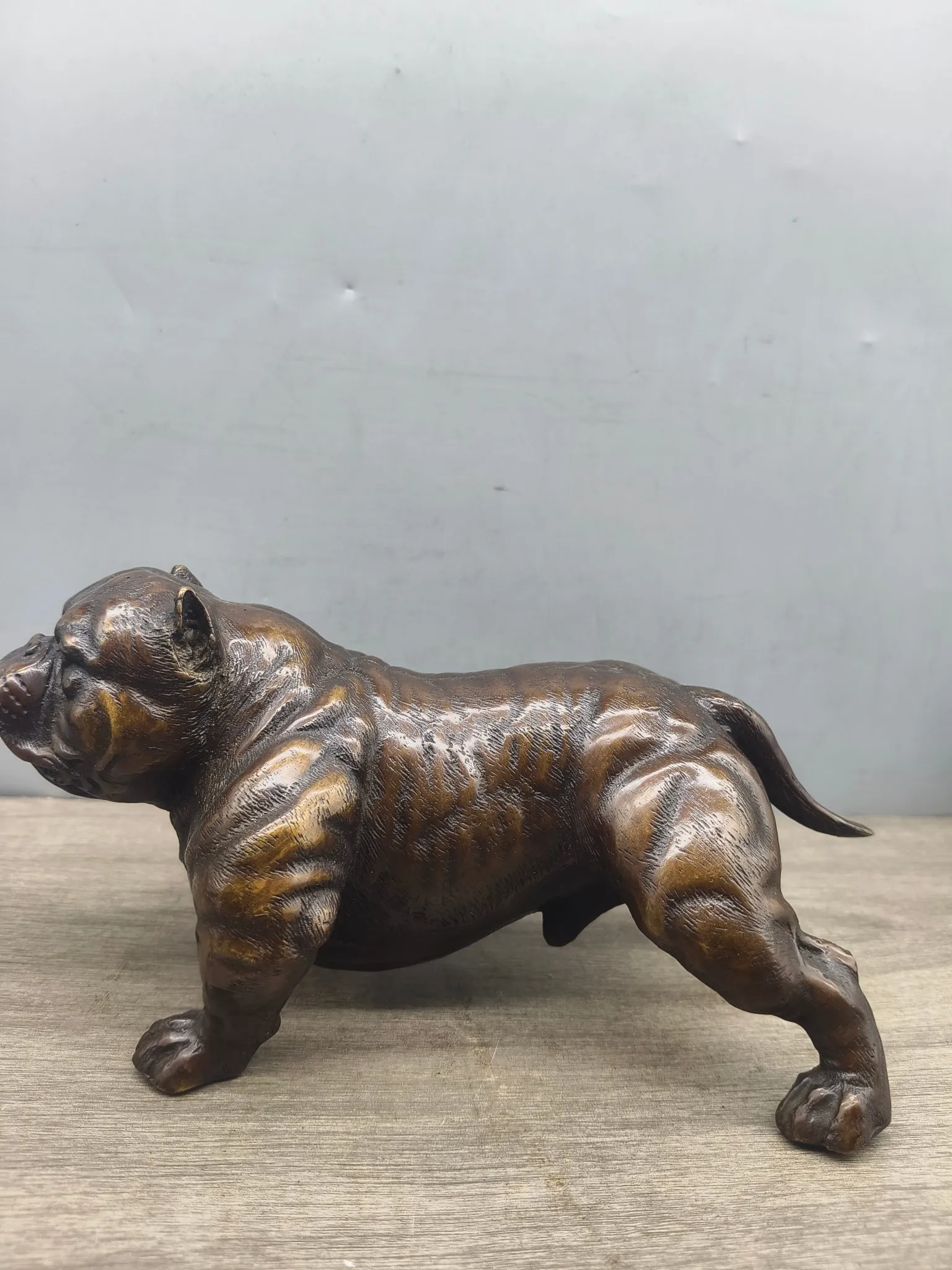 Vintage Bronze Carving Sand Skin Dog Pure Copper Home Decoration Ornament