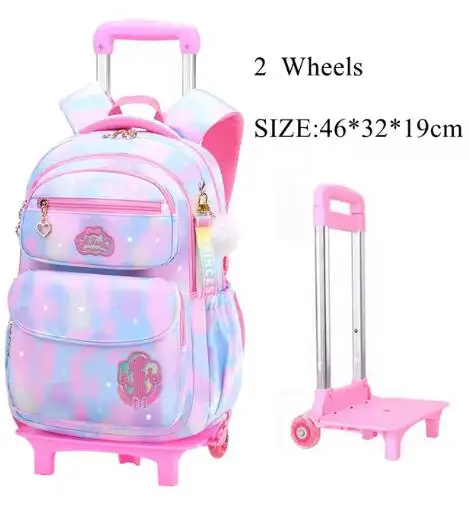 Rollende Zakken Met Trolley Rollende Rugzak Voor Meisjes 18 Inch Kids School Trolley Tassen School Wielen Rugzak Tas