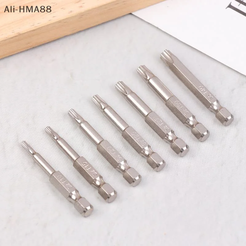 7Pcs/Pack 2025 New 5 Point Torx Screwdriver Bits 50mm S2 Magnetic Star Screw Driver 1/4