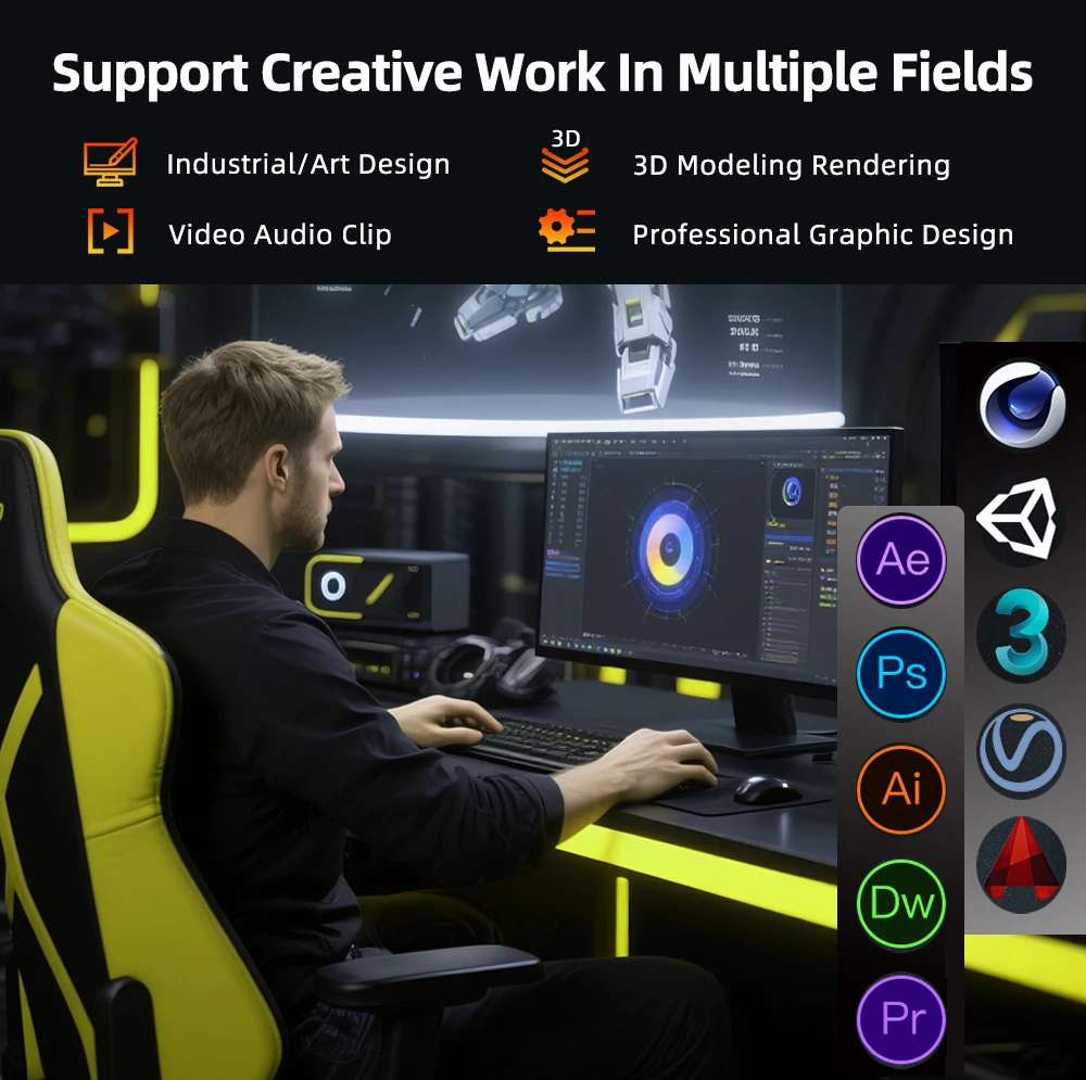 AIBOMAN Gamer أسود أصفر AMD RX550 4GB GDDR5 بطاقة الرسومات 128Bit المزدوج مروحة الكمبيوتر الجمعية الملحقات ألعاب المكتب الكهربائية #6