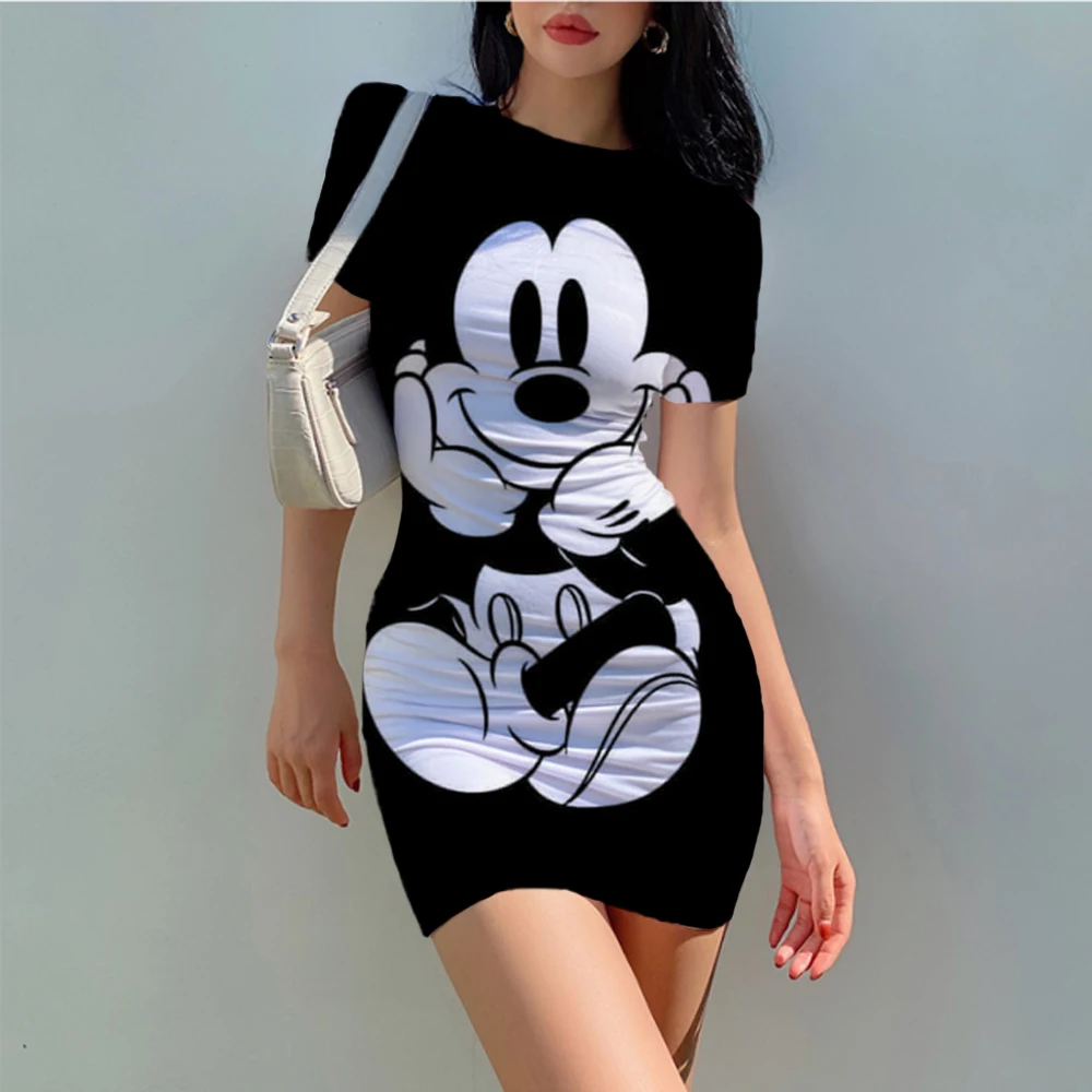 Summer Evening Dress Dress Disney Minnie Mickey Mouse Girls Casual Dress Party Kid/Adult Parent-Child Dress Beach Party Style