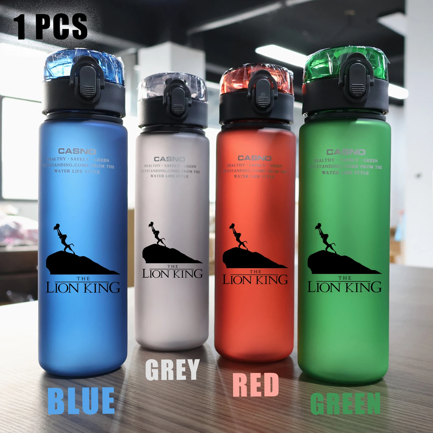 560ML Disney Il Re Leone Bottiglia d\'acqua sportiva in plastica portatile per esterni di grande capacità Fitness Off Road Ciclismo Campeggio Simba