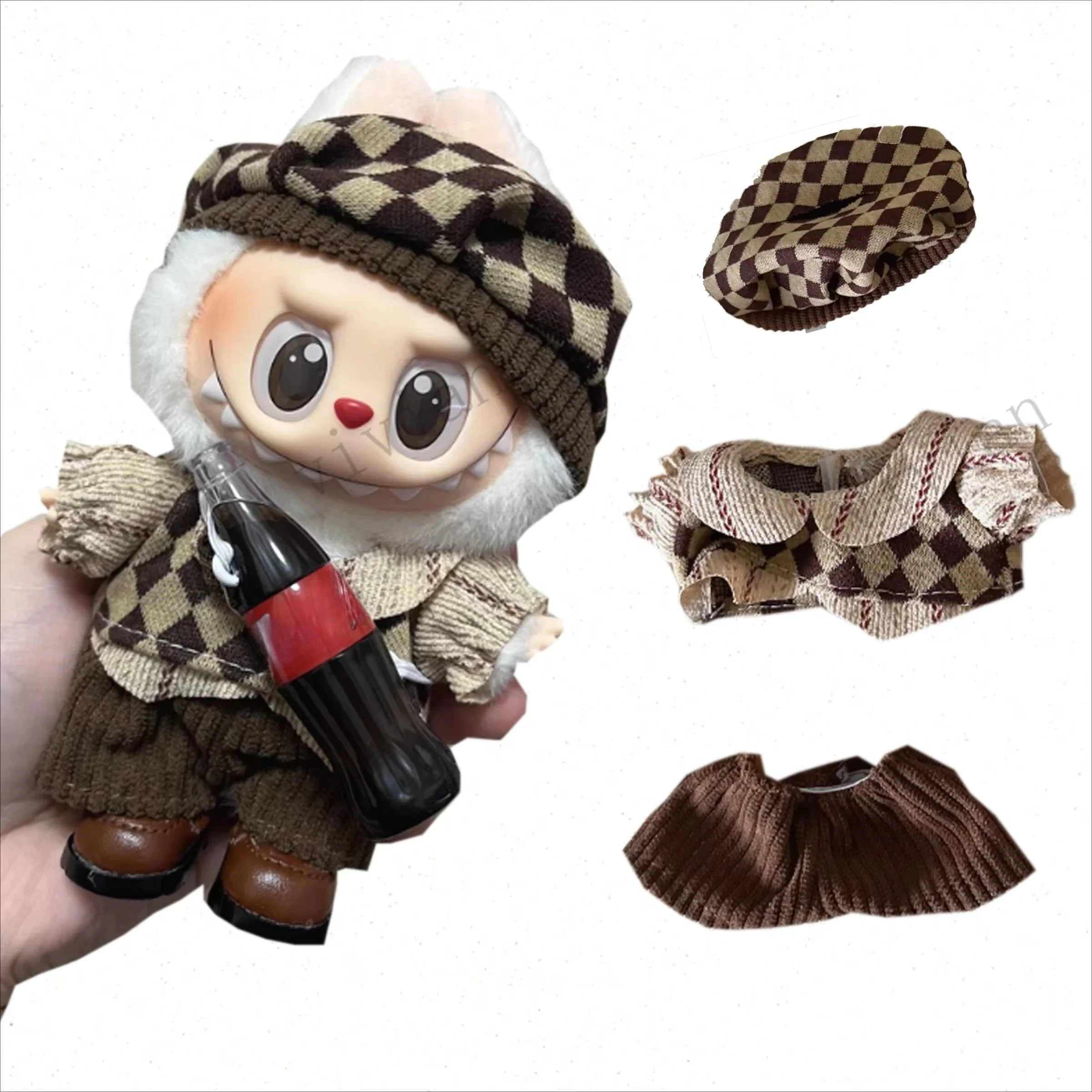 Mini-Puppenkleidung, Outfit-Zubehör für 15–17 cm Labubu Idol V1 V2, stilvolle Outfit-Kleidung, Sport, Freizeitanzug, Kleidung, Geschenk