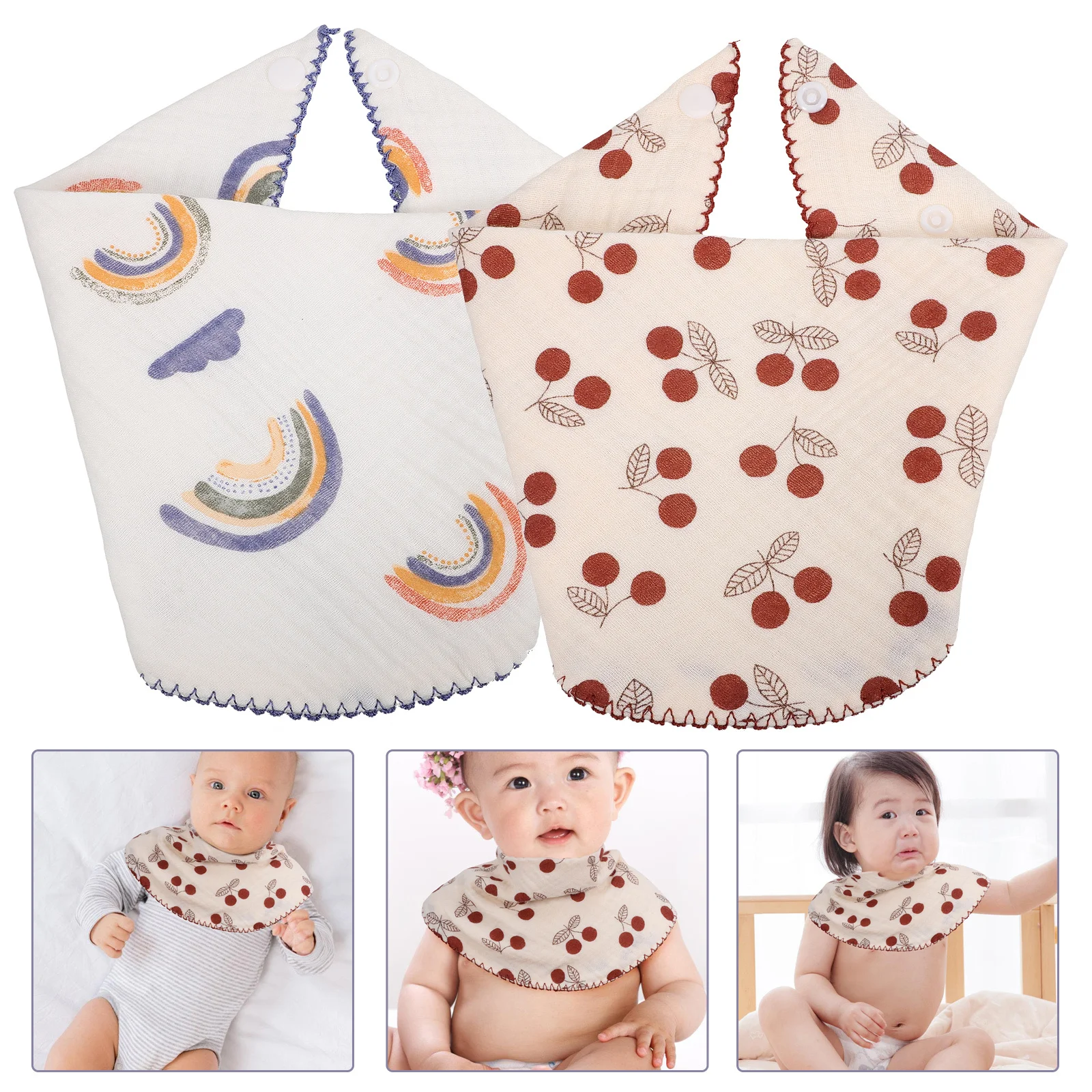 

2Pcs Baby Drool Bibs Soft Cotton Absorbent Feeding Burp Cloths Muslin Baby Bandana Bibs for Newborn Infant Triangular Bibs,