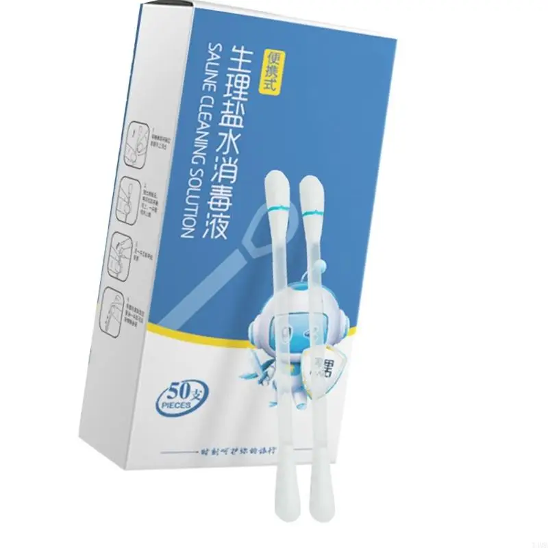 

50Pcs Saline Solution Swabs Antiseptic Cotton Swab Saline Cleansing Cotton Swab T4MB