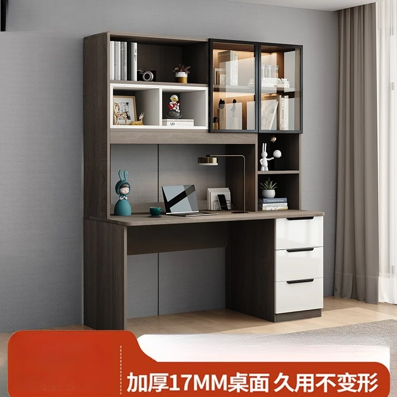 

Легкий роскошный стол, книжная полка, встроенный стол, комбинация компьютера из цельного дерева, современный простой кабинет, спальня, офис, кабинет