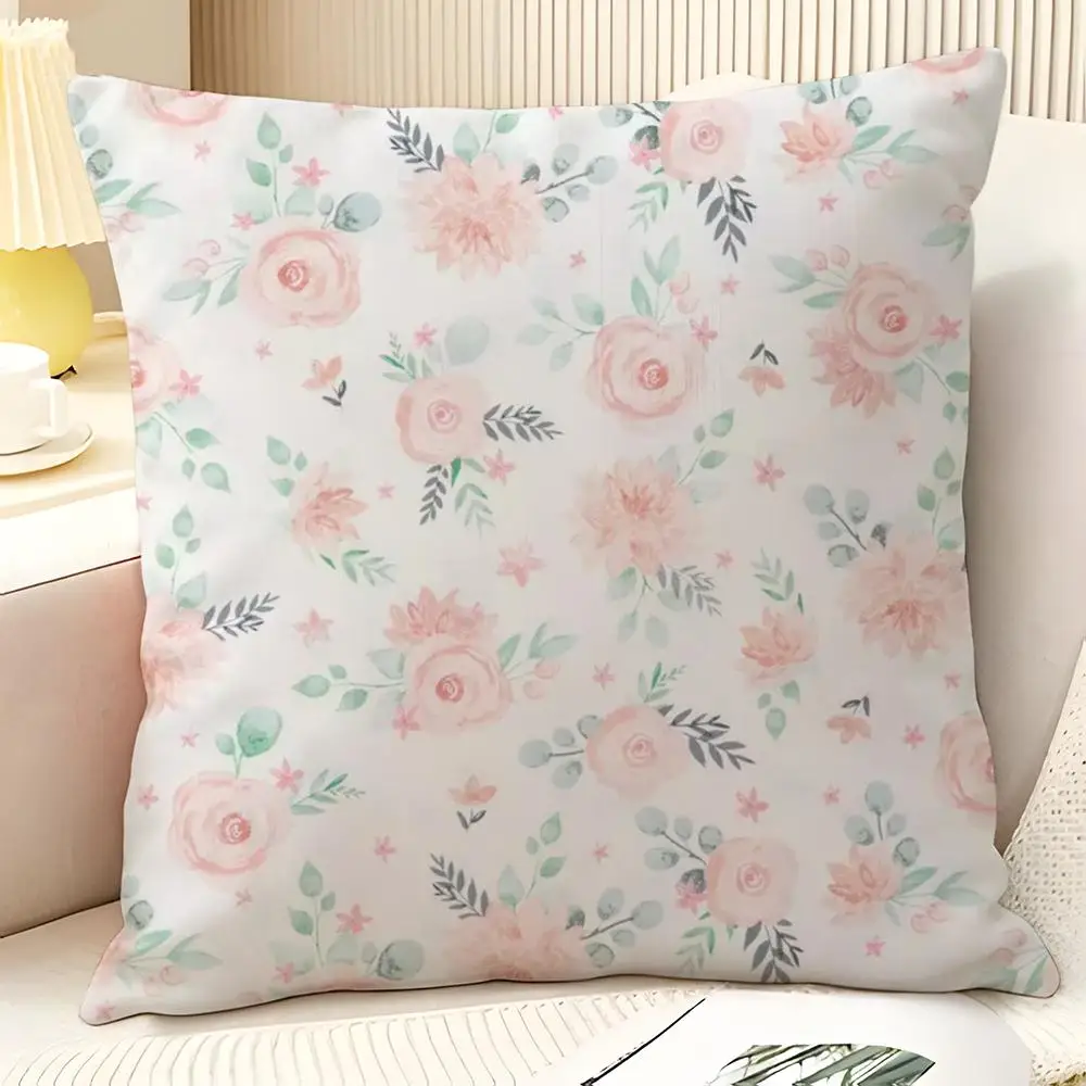 Romantischer Eleganter Blumendruck Kissenbezug Natürliches Leinen Organischer Stoff Beidseitiger Druck Sofa Heimdekoration Geschenk Kissenbezug – Detail 7