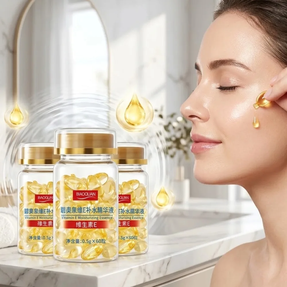 Vitamin E Serum Capsules, Single-Use Essence Capsules, Hydrating and Moisturizing Facial Skin 60 Capsules/Bottle