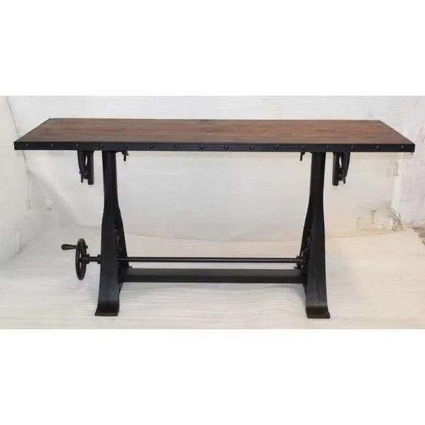 Industrial Vintage Cast Iron Crank Portable Adjustable Drawing Spray Paint Engineer Dining Room Office Convertible Drawing Table