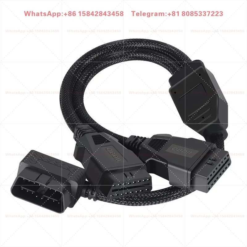 2PCS OBD2 1 to 2 Splitter Cable 16Pin Male to Female Full Power for Electric Truck Diagnostic Tool