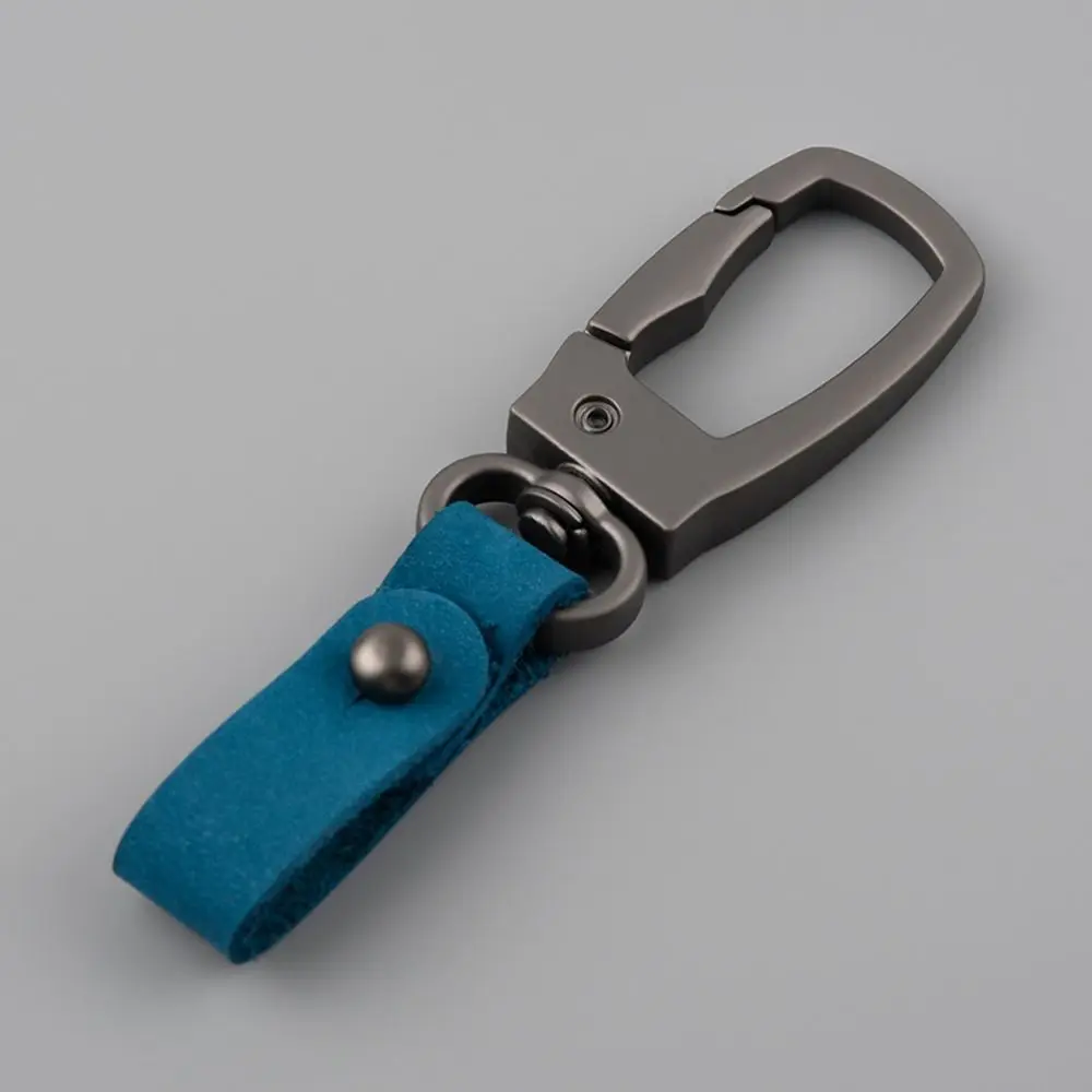 New Genuine Leather Car Keychain Heavy Duty Anti-lost Metal Key Fob with Zinc Alloy Ring Universal Car Key Chains Men and Women