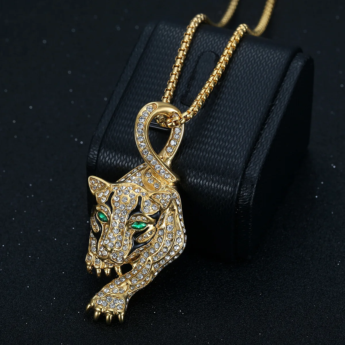 

Besiko Animal Hip-Hop Stainless Steel Pendant Necklace Gold Color With Zircon Leopard Head Chain For Men Punk Rock Jewelry Gifts