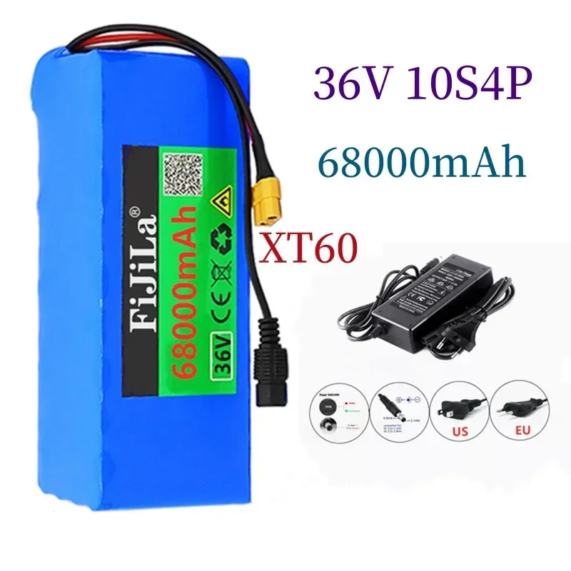 36V10S4P 68Ah battery pack 500W batteria ad alta potenza 42V 68000mAh Ebike elettrica BMS 42v batteria con xt60 spina + charger