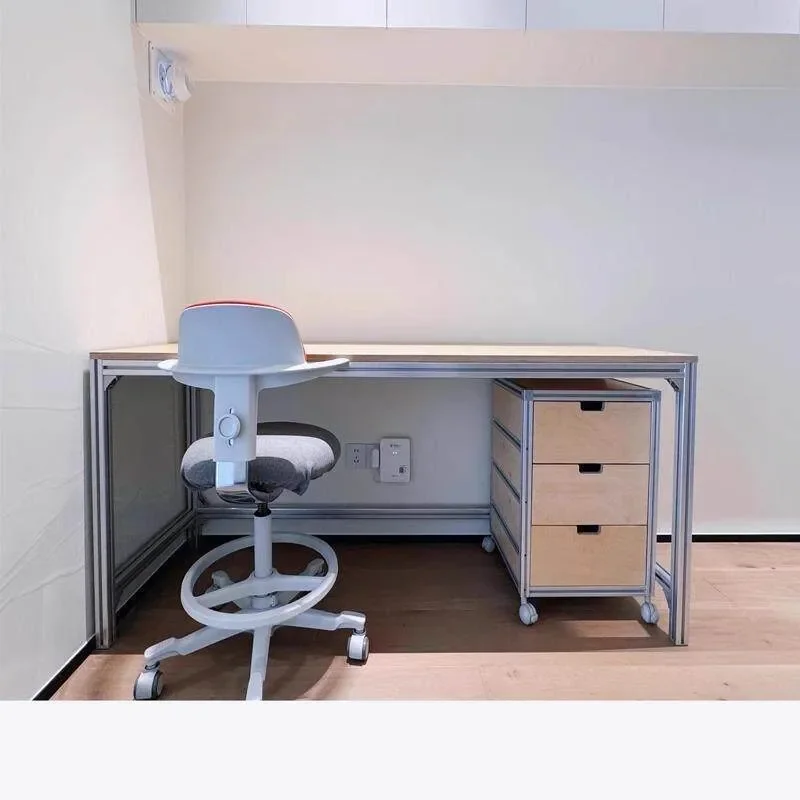 Aluminum Alloy Computer Desk with Removable Drawer Cabinet Rectangular Home Office Worktable for Bedroom Study
