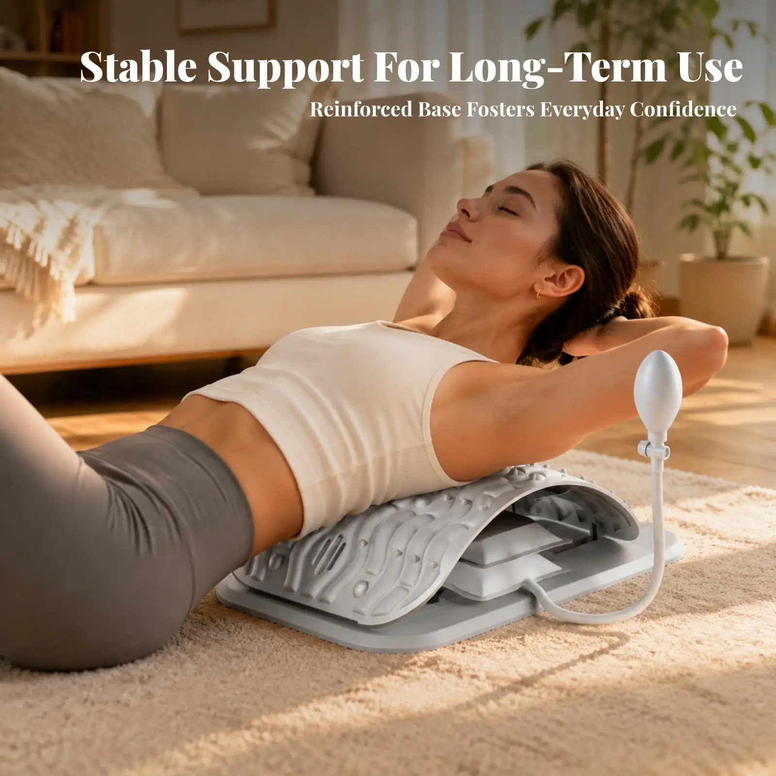 Inflatable Support Traction Device Adjustable Traction Device with Hand Air Pump Low-Profile for Floor Exercises, Lying down