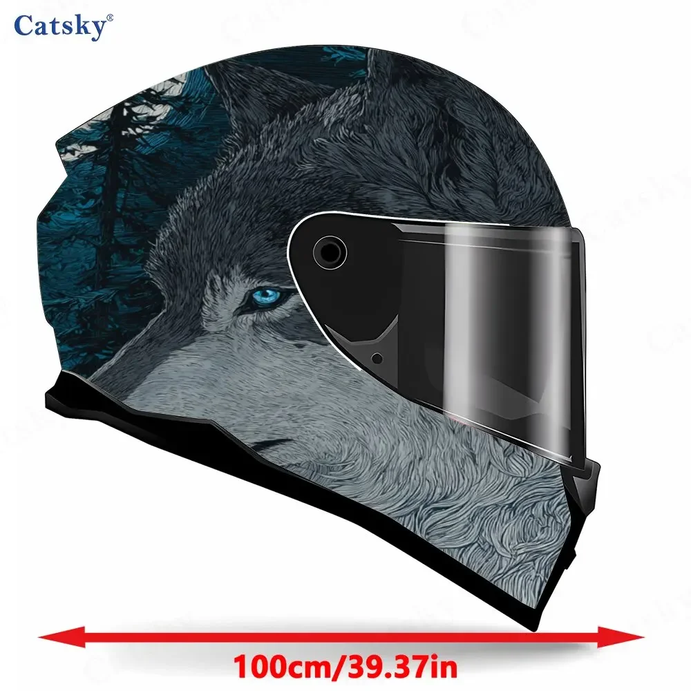 Two wolves PVC material self-adhesive waterproof motorcycle helmet sticker, paste firmly and do not fall, waterproof and weather