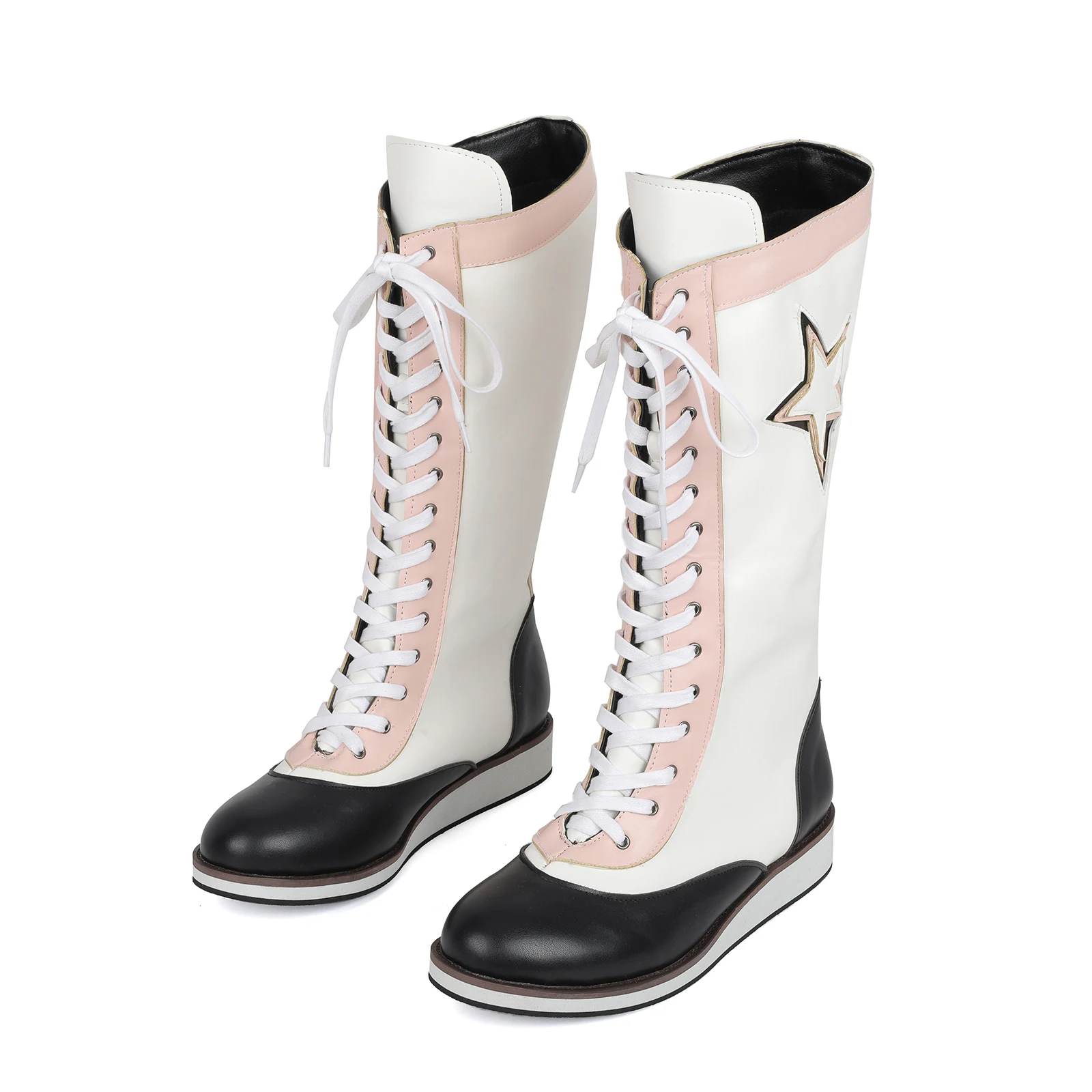 Uomini Wrestling Cosplay Hulk Hogan Stivali Combattimento Sanda Stivali da allenamento Sport Scarpe da boxe alte Calzature per giochi di ruolo di Halloween