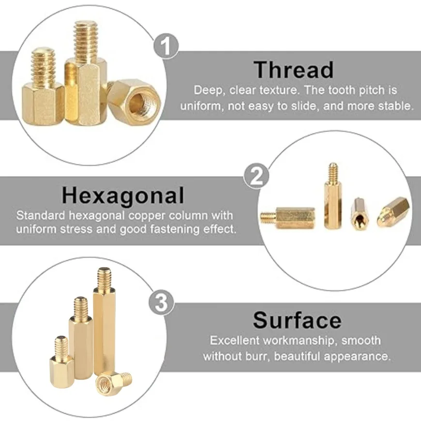 Ottone esagonale maschio femmina Standoff Board Rack Stud M2 M2.5 M3 M4 M5 colonna filettata esagonale PCB colonna scheda madre distanziatore