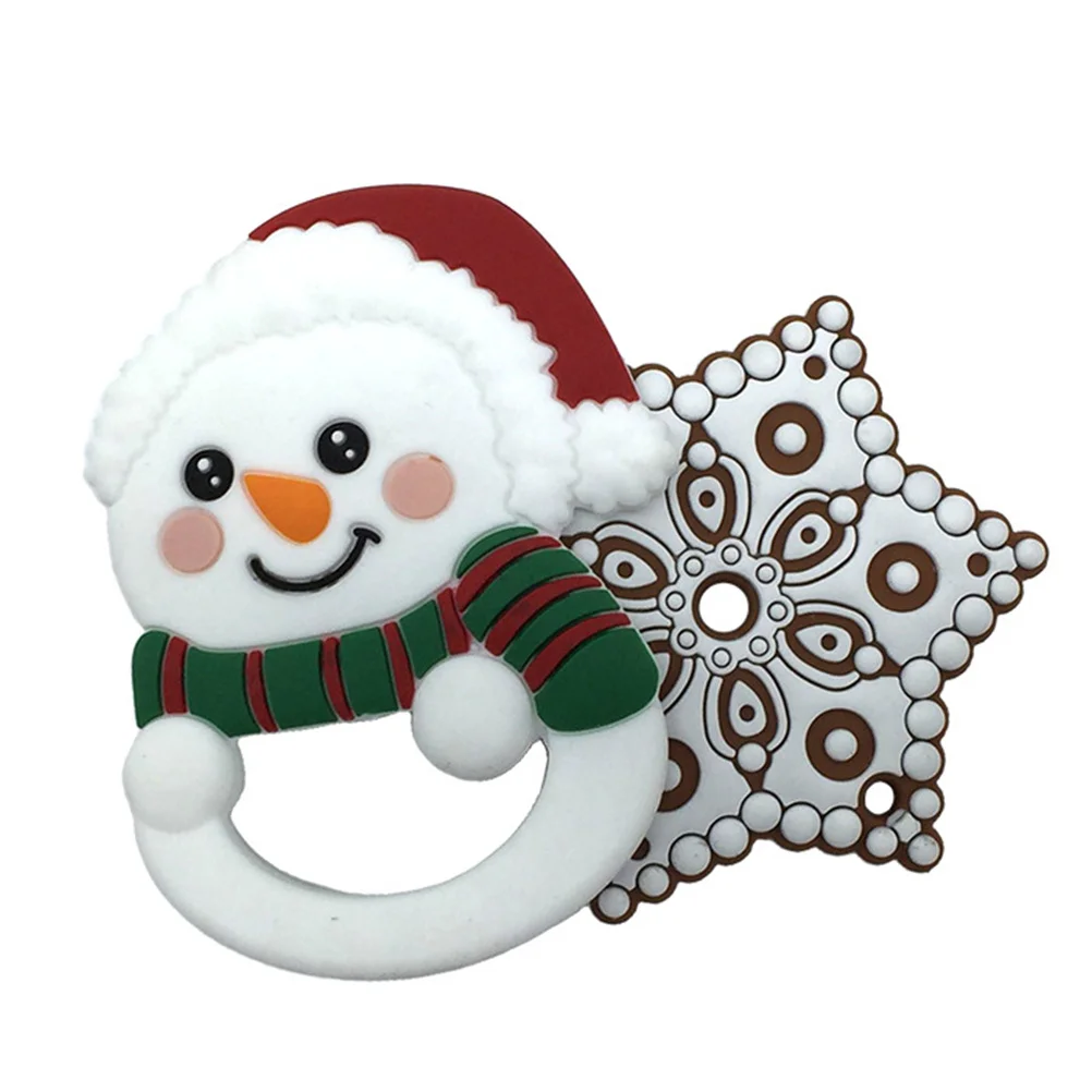 

2Pcs Xmas Silicone Baby Molar Rod Teether Chew Stick Teeth Grinding Aid Soft Safe Baby Gift Xmas Molar Rod Silicone Teeth Stick