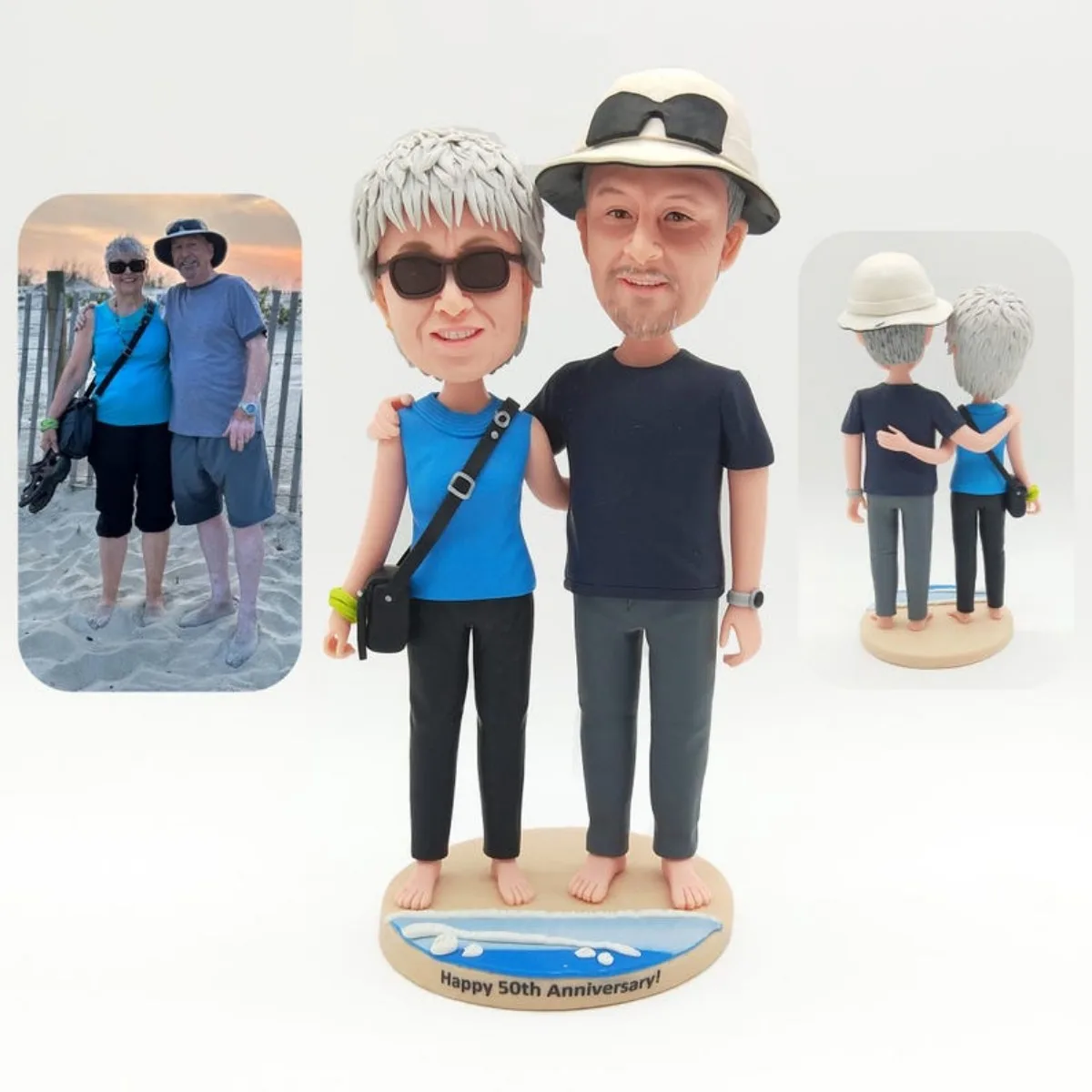

Photo Bobblehead Handmade Clay Figurine Hand Sculpted Personalized Gift For Couple Wedding Anniversary Keepsake Home Decor