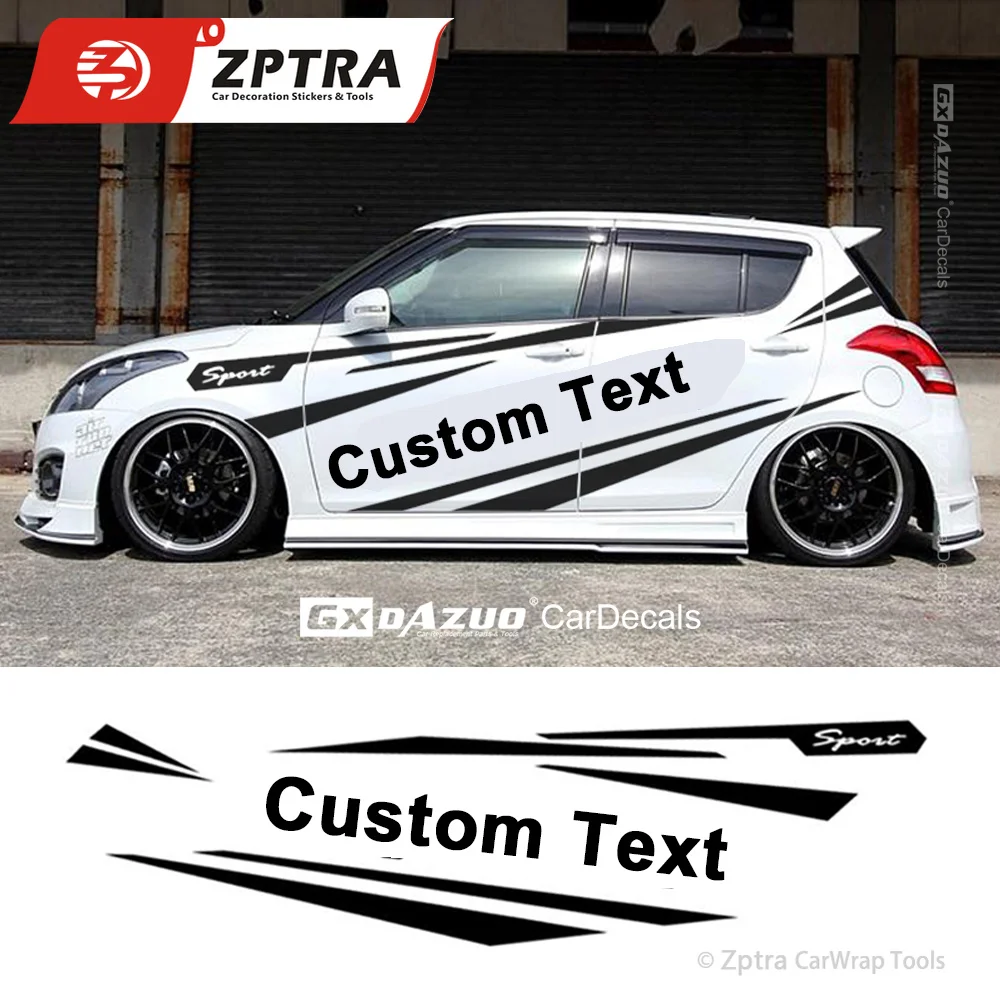 

For-Suzuki Swift Matte Gray Body Both Side Decor Decals Racing Sport Carbon Vinyl Auto Door Stripes Car Styling Stickers