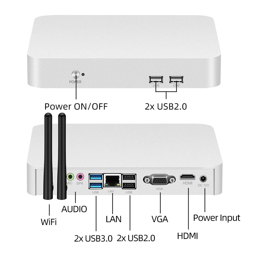 Mini PC Office com Windows 11, Intel Core i7-1355U, i5-1335U, 2x DDR4, SSD M.2 NVMe, 4K, UHD, 2.4G, 5.0G, WiFi, BT4.0, 12ª Geração