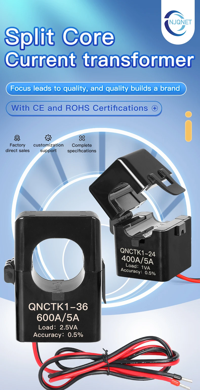 QNCTK1-24 Split-Core-Stromwandler 100 5 150 200 300 400 5A 500 600 AC CT Klemm-Stromwandler Offener Typ QNCTK1-36 – Detail 4