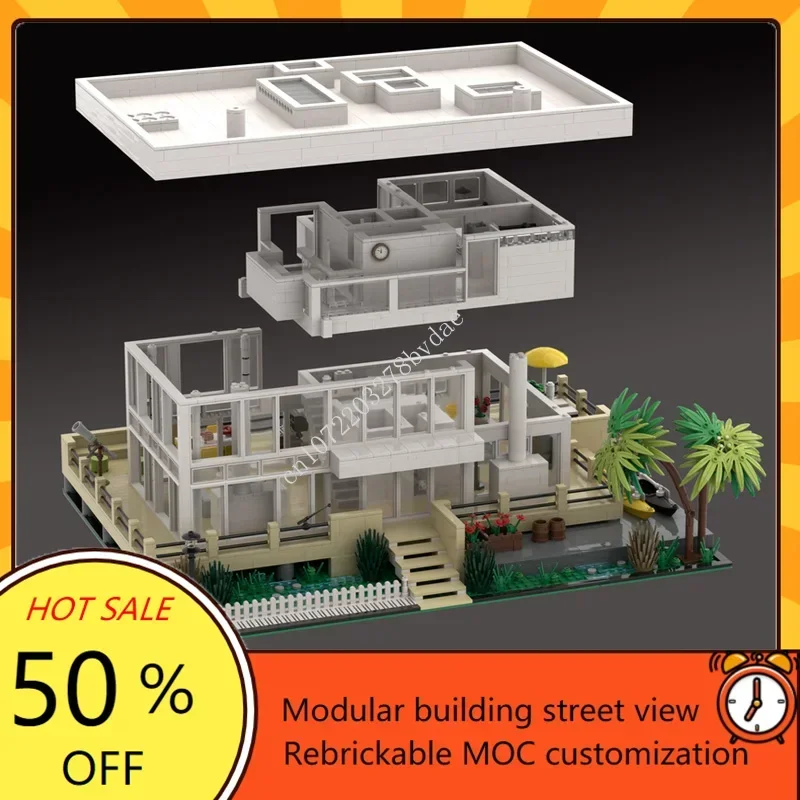 3314PCS MOC Modular Fire Island House of Richard Meier Model Custom Puzzle Technology   DIY Assembly Toys Birthday Gift
