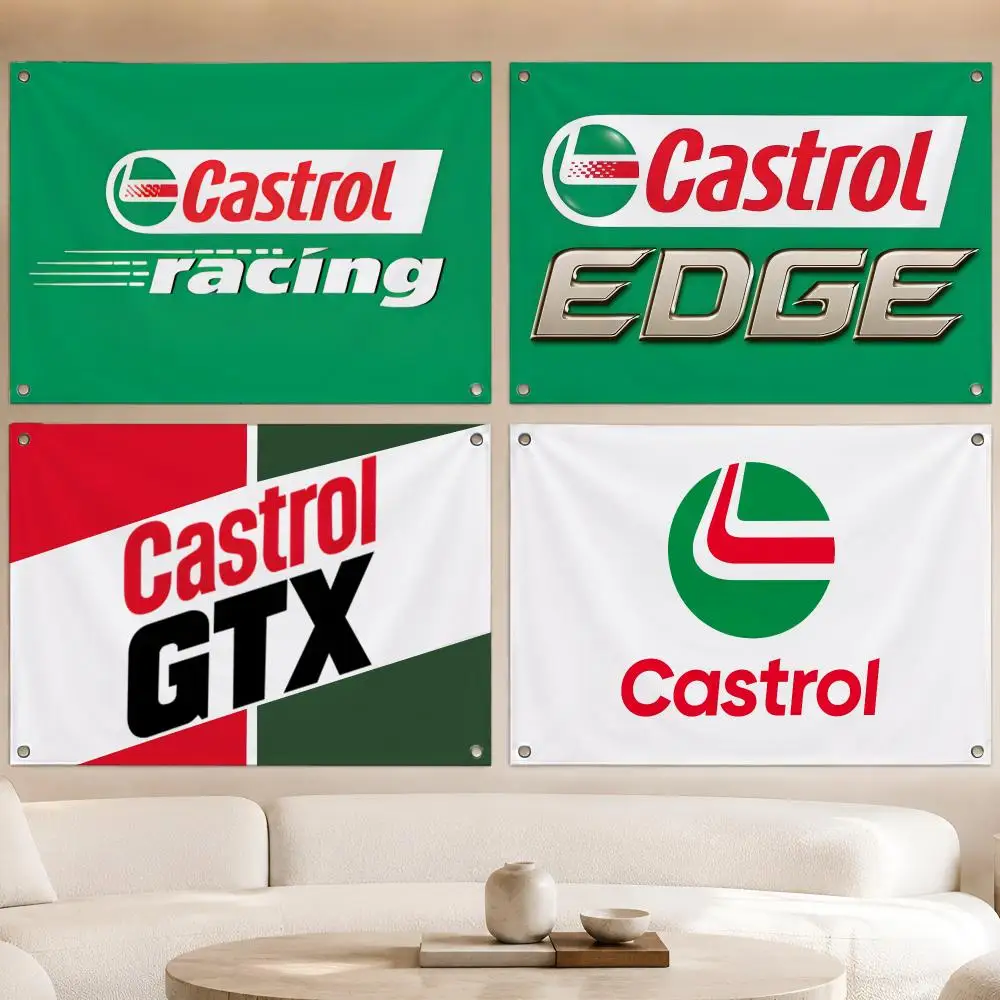 Auto Brand C-Castrol Flags Fan Banner Tapestry Wall Hanging Garage BarDorm Camp Party Outdoor Home Decor Gift