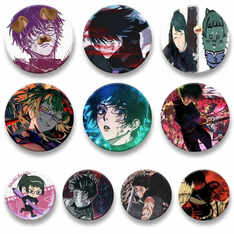 Personalized Cartoon Anime Enamel Pins Funny Maki Zenin Round Brooch Lapel Badge Clothes Bag Accessories Fashion Jewelry Gifts