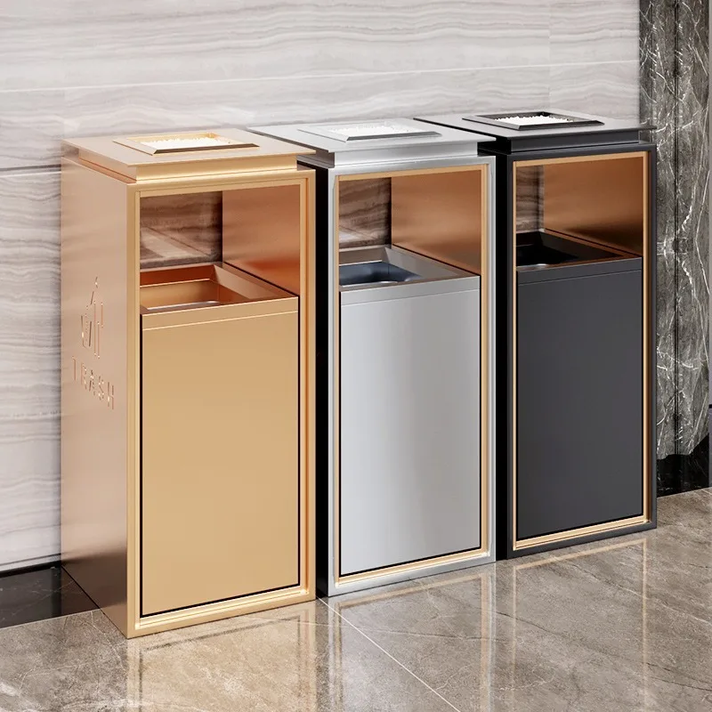 Hotel trash can lobby vertical stainless steel shopping mall elevator entrance property outdoor commercial with ashtray peel box