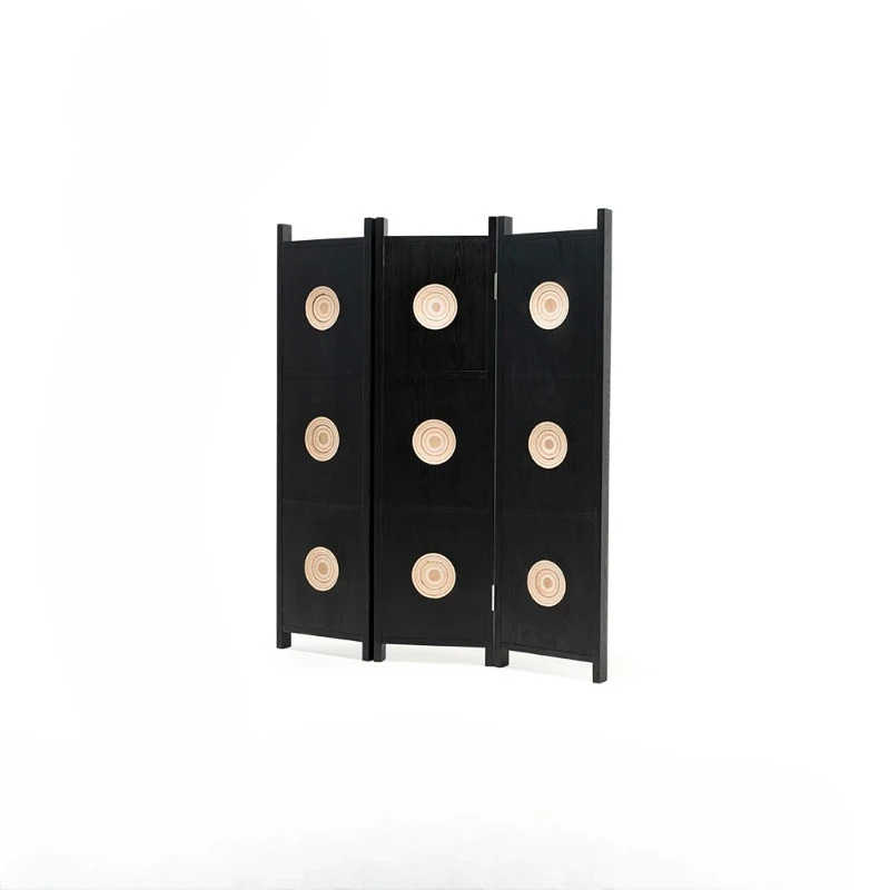 French retro solid wood screen living room partition facing the door